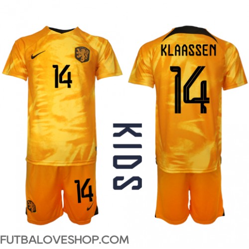 Dres Holandsko Davy Klaassen #14 Domáci pre deti MS 2022 Krátky Rukáv (+ trenírky)